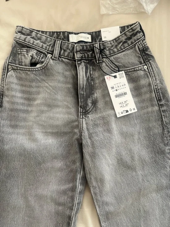 Zara High-Rise Straight Leg Gray Wash Jeans - Picture 2 of 3